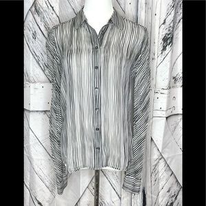Equipment Femme Sheer Striped Blouse top shirt striped silk Sz S